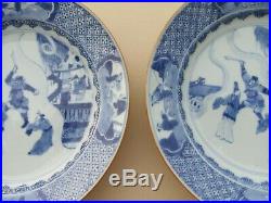 Rare Pair Chinese Porcelain Blue White'western Chamber' Kangxi Plates Dishes