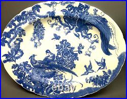 Rare Royal Crown Derby Bone China Blue Aves Oval Serving Dish Collectible