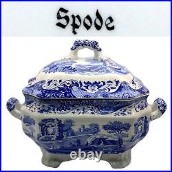 Rare Spode Grand 14 Italian Blue White Lidded Soup Tureen Dish + Ladle (1)