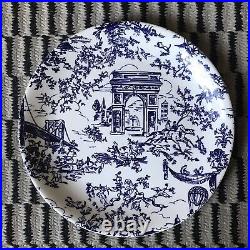 Rare Tiffany & Co New York Toile Blue and White Salad Plate 8.25 2002 England
