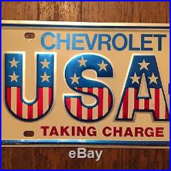Rare U-S-A-1 CHEVROLET Red White Blue Taking Charge LICENSE PLATE Alum usa chevy