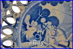 Rare'neptune' Or'the Apotheosis Of Nelson' Pattern Blue & White Pierced Plate