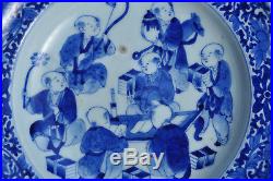 Rare plat Chine Antique Chinese porcelain blue white plate dish mark Kangxi