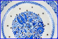 Rarity & Top Quality! Blue White Strainer Qianlong Plate Flowers Qing Chinese