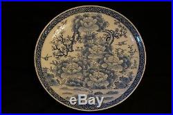 Real Japanese OLD IMARI high-class blue-and-white porcelain plate in 19c 22 BIG