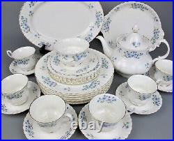 Richmond Blue Rock Dinner Service Set. 6 place setting. Plates cups. Blue VTG