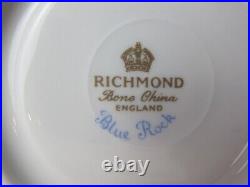 Richmond Blue Rock Dinner Service Set. 6 place setting. Plates cups. Blue VTG