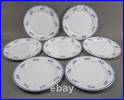 Rosanna Poland Dinnertime American Bistro Blue White 12 Dinner Plates Set Of 7