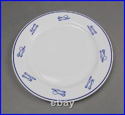 Rosanna Poland Dinnertime American Bistro Blue White 12 Dinner Plates Set Of 7