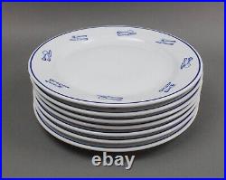 Rosanna Poland Dinnertime American Bistro Blue White 12 Dinner Plates Set Of 7