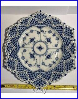 Royal Copenhagen Blue Fluted Double Full Lace Plate. #1094. 1st Quality. 1966