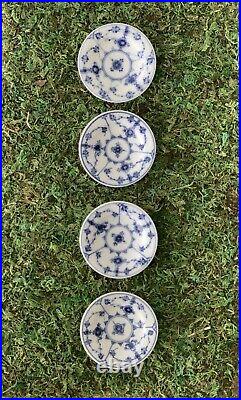 Royal Copenhagen Blue Fluted Plain Butter Pat Dishes Set of 4, 2.75