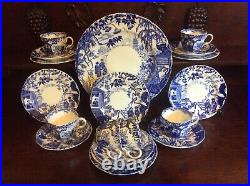 Royal Crown Derby Blue White Mikado Pattern Tea Ware Tea cups, Tea plates