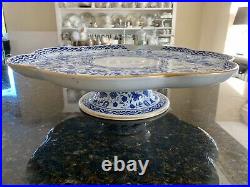 Royal Crown Derby Wilmot LARGE Lazy Susan Serving Platter Blue & White Restored