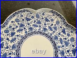 Royal Crown Derby Wilmot LARGE Lazy Susan Serving Platter Blue & White Restored