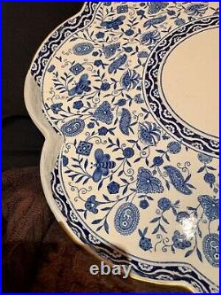 Royal Crown Derby Wilmot LARGE Lazy Susan Serving Platter Blue & White Restored