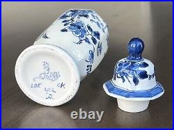 Royal Delft Blue And White Jar With Lid 7.5 Inches (19 cm) Holland, Netherlands