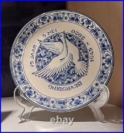 Royal Delft Blue & White 8 Plate 75th Anniversary Netherlands Liberation WWII