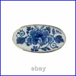 Royal Delft Brooch Flower White with Pin The Original Blue