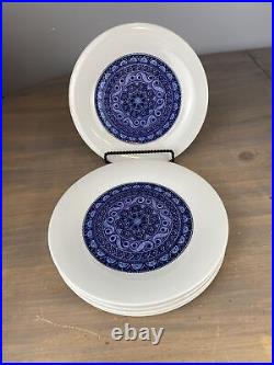 Royal Doulton BABYLON Dinner Plate England TC 1101 Blue 1970s Vintage Set Of 6