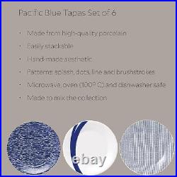 Royal Doulton Pacific Mixed Patterns Tapas Plates Set of 6, Blue/White, 6.3