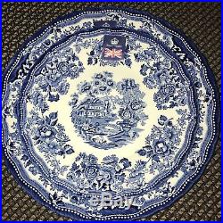Royal Wessex Queens by Churchill Blue White Dinner Salad Plates Set 12 NEW