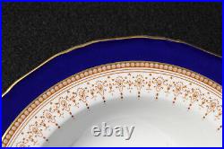 Royal Worcester Regency Blue Pattern 6 x rimmed soup dishes 8 inches