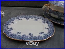 Royal Worcester Tureens Set 3 Blue & White Elephant Handles Under Plates 1880s