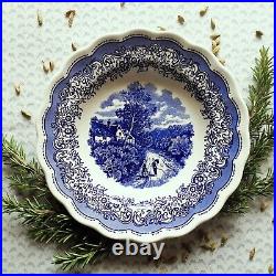 SEVEN Blue and White Plates/Dishes. Mismatched Blue & White Transferware Plates