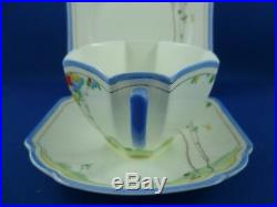 SHELLEY Queen Anne TREES & BALLOONS BLUE Cup, saucer & plate RD723404 Pat 11829