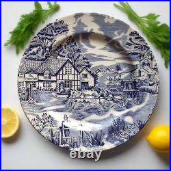 SIX Blue and White Plates/Dishes. Mismatched Blue & White Transferware Plates