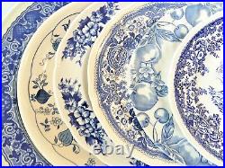 SIX Mismatched Blue and White China Plates. Blue and White Transferware Plates