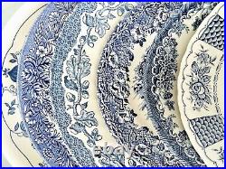 SIX Mismatched Blue and White China Plates. Blue and White Transferware Plates