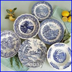 SIX Mismatched Blue and White Plates/Dishes. Blue and White Transferware Plates