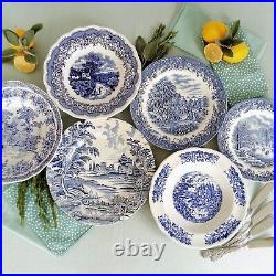 SIX Mismatched Blue and White Plates/Dishes. Blue and White Transferware Plates