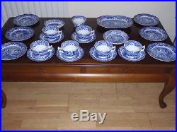 SPODE BLUE AND WHITE ITALIAN 22 PIECE SET cups saucers plates serving dishes tra