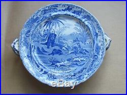 SPODE BLUE & WHITE DEATH OF THE BEAR 11¼ PLATE WARMER C1820 (Ref5453)