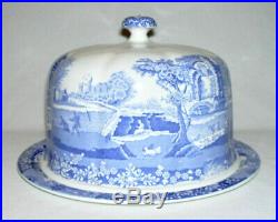 SPODE Beautiful Blue & White Round DOMED CHEESE PLATE (Blue Italian) England