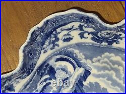 SPODE ITALIAN PATTERN 19.5 cm diameter round lobed dish. Oval blue mark. Used