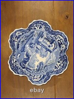 SPODE ITALIAN PATTERN 22.5 cm diameter round lobed dish. Oval blue mark. Used