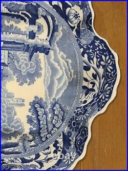 SPODE ITALIAN PATTERN 22.5 cm diameter round lobed dish. Oval blue mark. Used