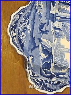 SPODE ITALIAN PATTERN 22.5 cm diameter round lobed dish. Oval blue mark. Used
