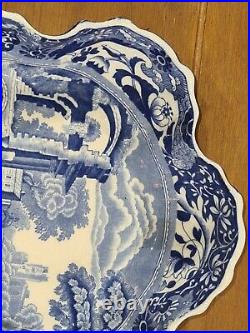 SPODE ITALIAN PATTERN 22.5 cm diameter round lobed dish. Oval blue mark. Used