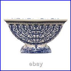 SPODE THE JUDAICA COLLECTION Blue Room MENORAH Porcelain 10x6 Blue & White New
