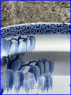 SPODE Tiber Pattern Antique Blue And White Platter Charger Meat Dish 47 X 36 Cms