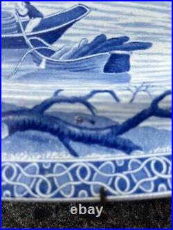 SPODE Tiber Pattern Antique Blue And White Platter Charger Meat Dish 47 X 36 Cms