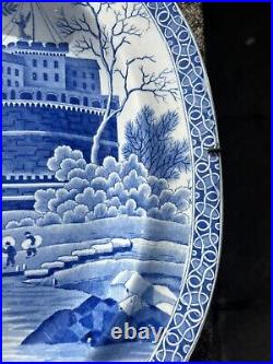 SPODE Tiber Pattern Antique Blue And White Platter Charger Meat Dish 47 X 36 Cms