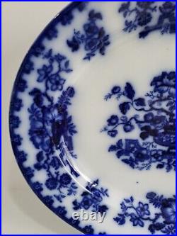 STUNNING LARGE ANTIQUE CHARGER ASHWORTH WATER NYMPH PLATTER c1850 FLOW BLUE