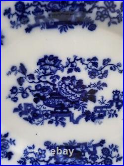 STUNNING LARGE ANTIQUE CHARGER ASHWORTH WATER NYMPH PLATTER c1850 FLOW BLUE