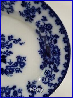 STUNNING LARGE ANTIQUE CHARGER ASHWORTH WATER NYMPH PLATTER c1850 FLOW BLUE